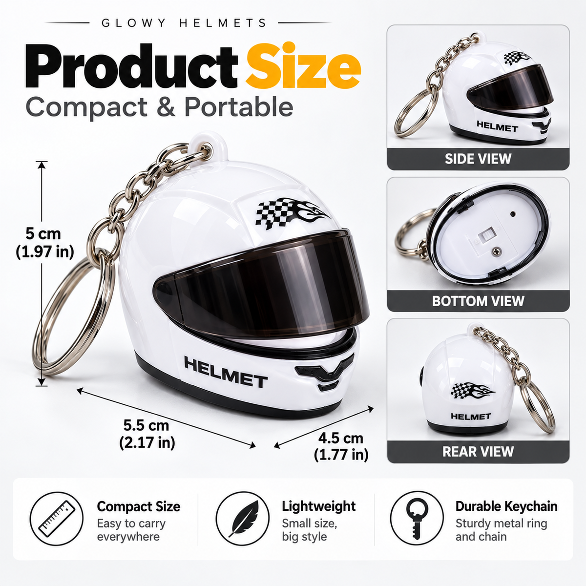 Glowy Helmet — Mini LED Motorcycle Helmet Keychain