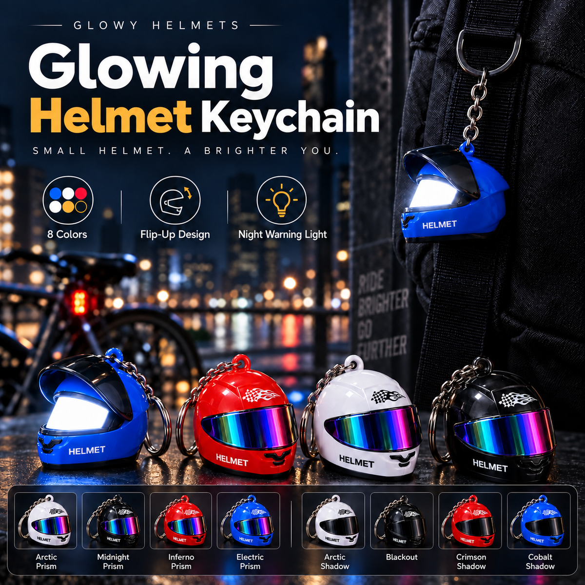 Glowy Helmet — Mini LED Motorcycle Helmet Keychain