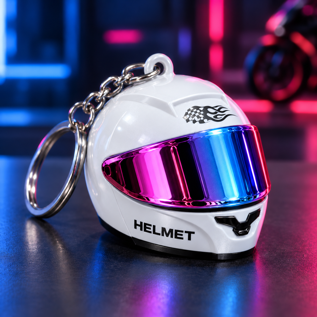 Glowy Helmet — Mini LED Motorcycle Helmet Keychain