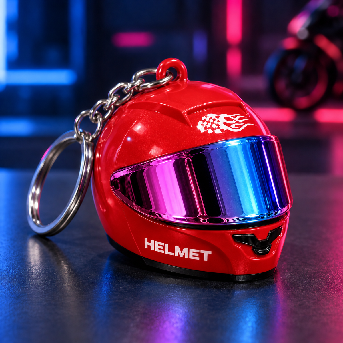 Glowy Helmet — Mini LED Motorcycle Helmet Keychain